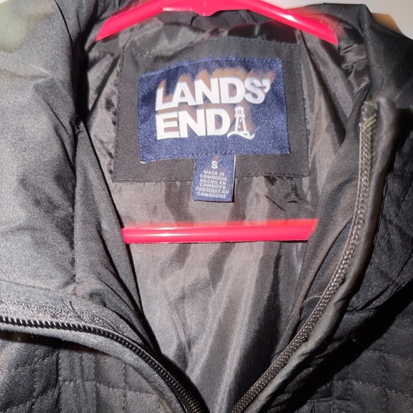 Lands' End Black Quilted Hooded Jacket - Picture 2 of 2